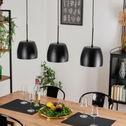 Lampes Dorées-hofstein Suspension Viking Noir, 3 lumières