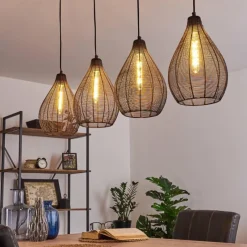 Luminaires Rustiques-hofstein Suspension Villach Noir, 4 lumières