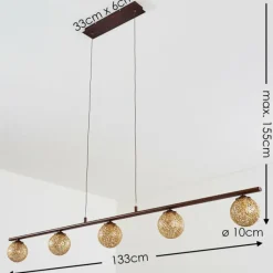 Lampes Dorées-hofstein Suspension Virga Rouille, 5 lumières