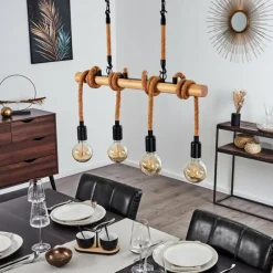 Style Boho-Chic-hofstein Suspension Vitlanda Brun, Bois clair, Noir, 4 lumières