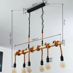Style Boho-Chic-hofstein Suspension Vitlanda Brun, Bois clair, Noir, 6 lumières