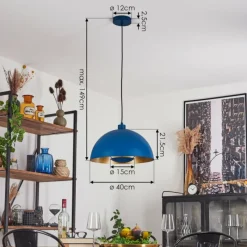 Lampes Dorées-hofstein Suspension Vivian Bleu, 1 lumière