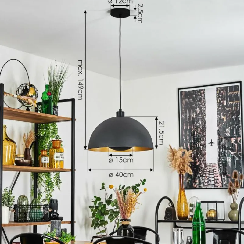 Lampes Dorées-hofstein Suspension Vivian Noir, 1 lumière