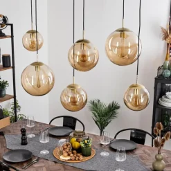 hofstein Suspension Voluntad Laiton, Noir, 6 lumières