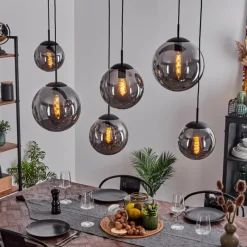 Suspension Verre Fumé-hofstein Suspension Voluntad Noir, 6 lumières