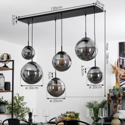 Suspension Verre Fumé-hofstein Suspension Voluntad Noir, 6 lumières