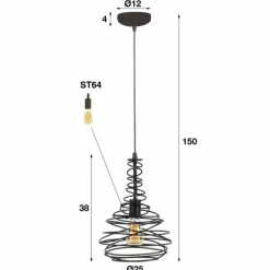 Lampes Industrielles-hofstein Suspension Walterswald Noir, 1 lumière