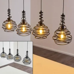 Lampes Industrielles-hofstein Suspension Walterswald Noir, 4 lumières
