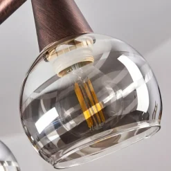 Suspension Verre Fumé-hofstein Suspension Warga LED Bronze, 4 lumières