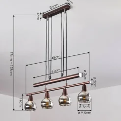 Suspension Verre Fumé-hofstein Suspension Warga LED Bronze, 4 lumières
