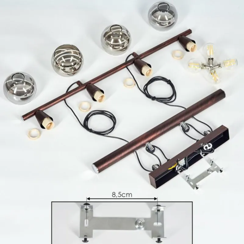 Suspension Verre Fumé-hofstein Suspension Warga LED Bronze, 4 lumières