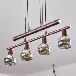 Suspension Verre Fumé-hofstein Suspension Warga LED Bronze, 4 lumières