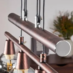 Suspension Verre Fumé-hofstein Suspension Warga LED Bronze, 4 lumières