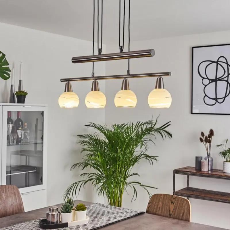 hofstein Suspension Warga LED Nickel mat, 4 lumières