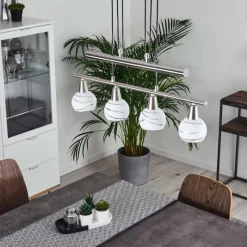 hofstein Suspension Warga LED Nickel mat, 4 lumières