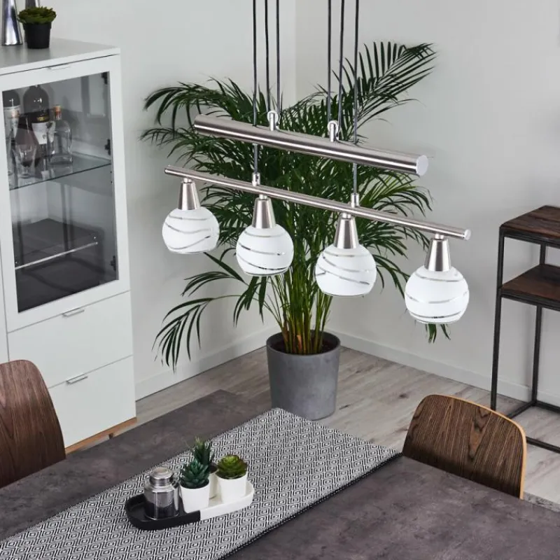 hofstein Suspension Warga LED Nickel mat, 4 lumières