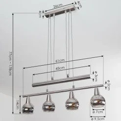 hofstein Suspension Warga LED Nickel mat, 4 lumières