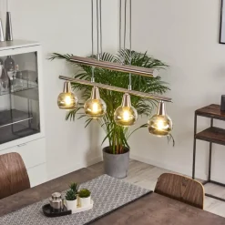 hofstein Suspension Warga LED Nickel mat, 4 lumières