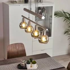 hofstein Suspension Warga LED Nickel mat, 4 lumières