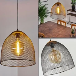 Lampes Industrielles-hofstein Suspension Wesa Brun foncé, Nickel mat, 1 lumière