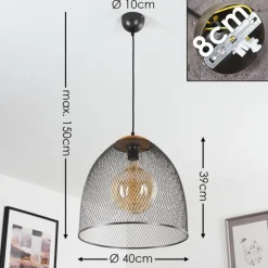 Lampes Industrielles-hofstein Suspension Wesa Brun foncé, Nickel mat, 1 lumière