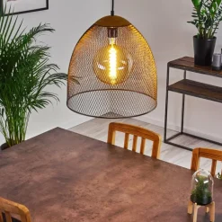 Lampes Industrielles-hofstein Suspension Wesa Brun foncé, Nickel mat, 1 lumière