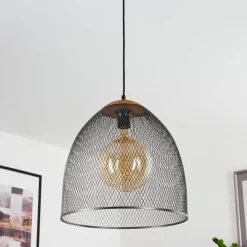Lampes Industrielles-hofstein Suspension Wesa Brun foncé, Nickel mat, 1 lumière