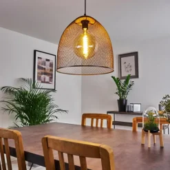 Lampes Industrielles-hofstein Suspension Wesa Brun foncé, Nickel mat, 1 lumière