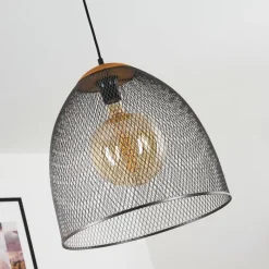 Lampes Industrielles-hofstein Suspension Wesa Brun foncé, Nickel mat, 1 lumière
