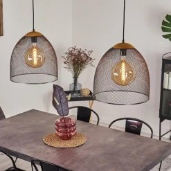 Lampes Vintages & Rétros-hofstein Suspension Wesa Noir, 2 lumières