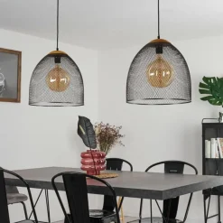 Lampes Vintages & Rétros-hofstein Suspension Wesa Noir, 2 lumières