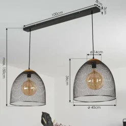 Lampes Vintages & Rétros-hofstein Suspension Wesa Noir, 2 lumières