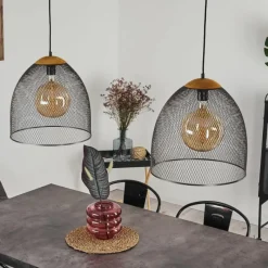 Lampes Vintages & Rétros-hofstein Suspension Wesa Noir, 2 lumières