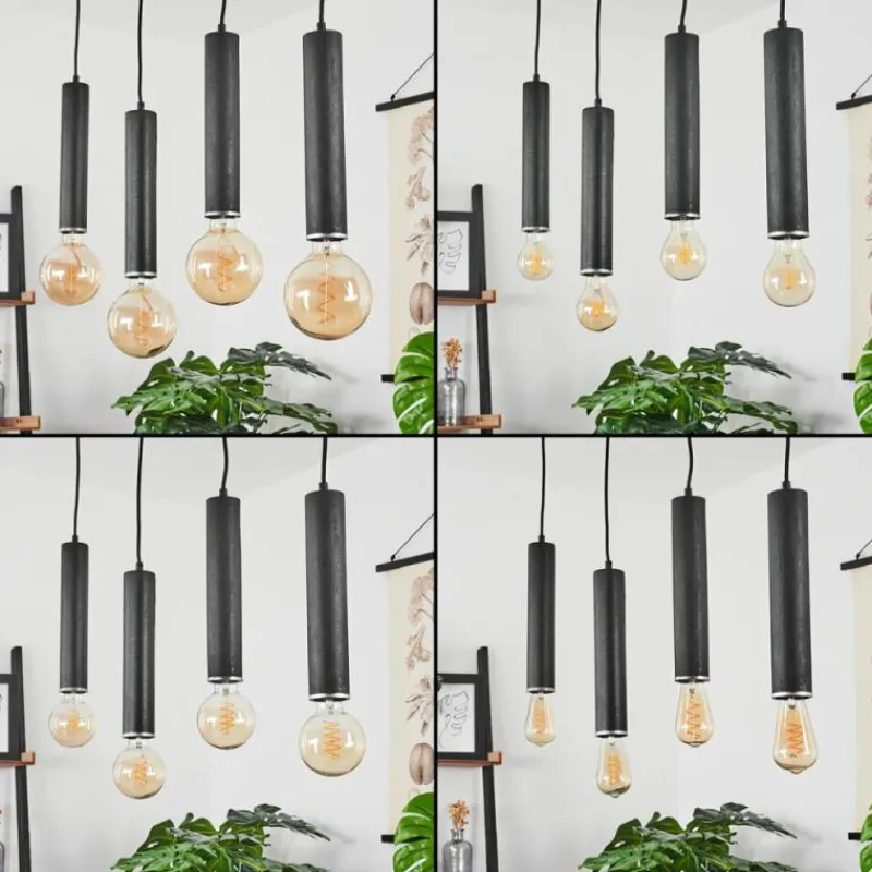 Luminaires Scandinaves-hofstein Suspension Wheelwright Noir, 4 lumières