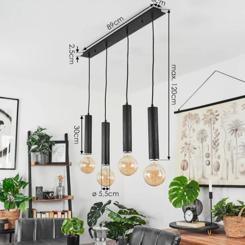 Luminaires Scandinaves-hofstein Suspension Wheelwright Noir, 4 lumières