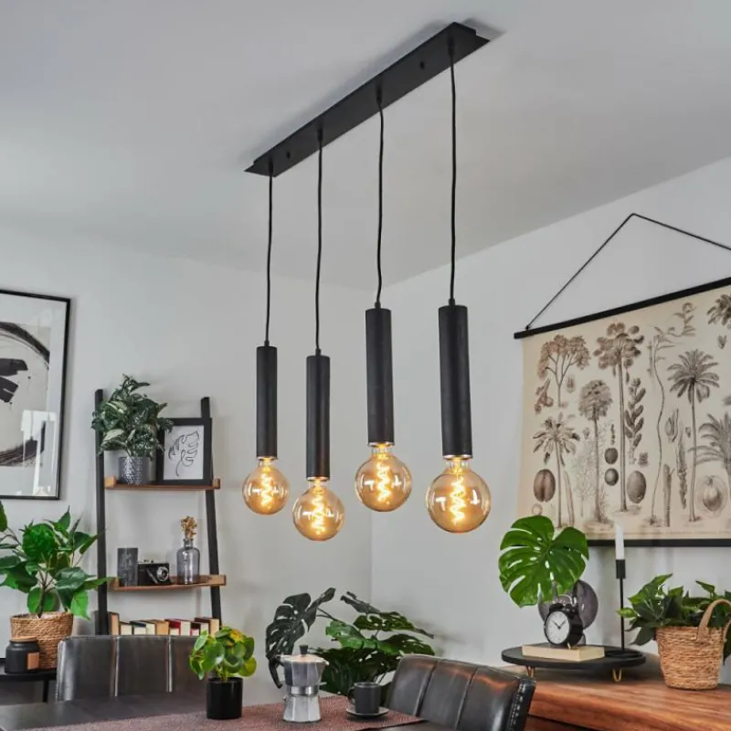 Luminaires Scandinaves-hofstein Suspension Wheelwright Noir, 4 lumières