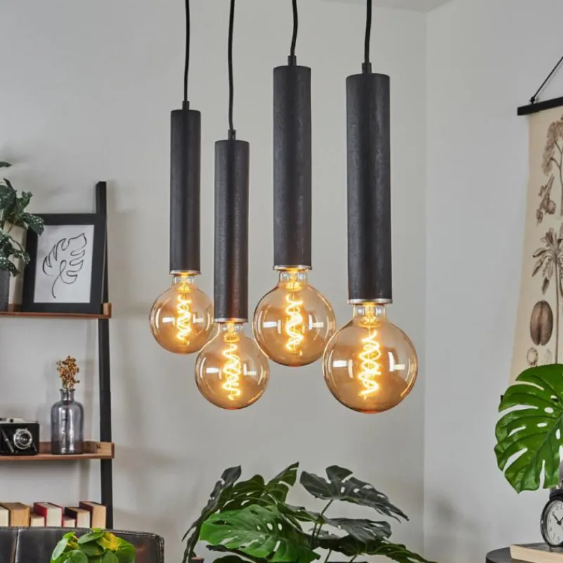 Luminaires Scandinaves-hofstein Suspension Wheelwright Noir, 4 lumières