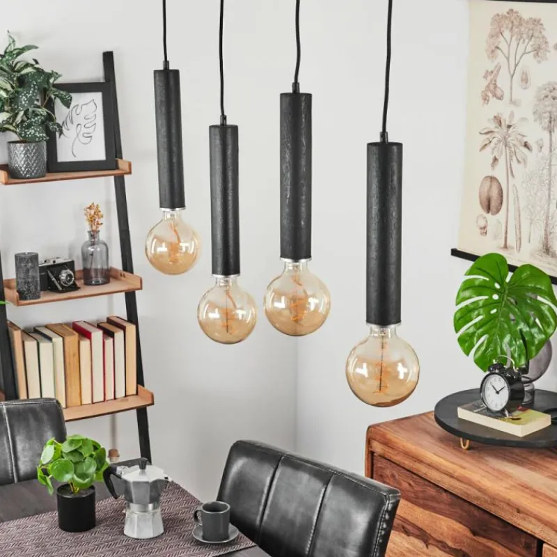 Luminaires Scandinaves-hofstein Suspension Wheelwright Noir, 4 lumières