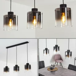 Suspension Verre Fumé-hofstein Suspension Wichit Noir, 3 lumières