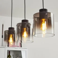 Suspension Verre Fumé-hofstein Suspension Wichit Noir, 3 lumières