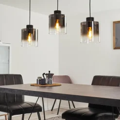 Suspension Verre Fumé-hofstein Suspension Wichit Noir, 3 lumières