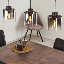 Suspension Verre Fumé-hofstein Suspension Wichit Noir, 3 lumières