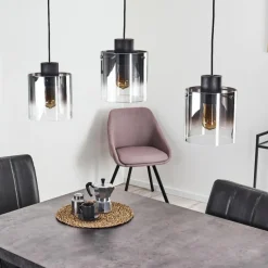 Suspension Verre Fumé-hofstein Suspension Wichit Noir, 3 lumières