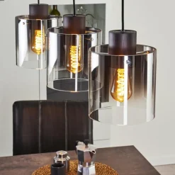 Suspension Verre Fumé-hofstein Suspension Wichit Noir, 3 lumières