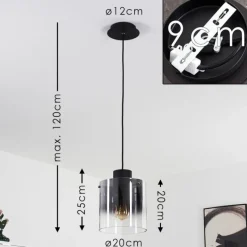 hofstein Suspension Wichita Fumée, Noir, 1 lumière