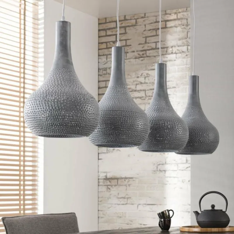 Lampes Industrielles-hofstein Suspension Wildervanksterdallen Gris, 4 lumières