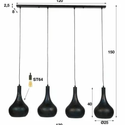 Lampes Industrielles-hofstein Suspension Wildervanksterdallen Brun, Noir, 4 lumières