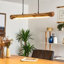 Luminaires Rustiques-hofstein Suspension Winterthur LED Bois clair, Noir, 1 lumière