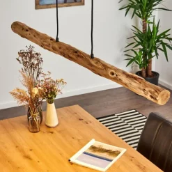 Luminaires Rustiques-hofstein Suspension Winterthur LED Bois clair, Noir, 1 lumière