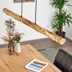 Luminaires Rustiques-hofstein Suspension Winterthur LED Bois clair, Noir, 1 lumière